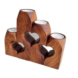 Soporte de tres velas de madera Natural, accesorio de madera Natural, clásico, para artesanías - Product Image 3