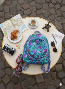 กระเป๋าเดินทางแบบดัฟเฟิลผ้าฝ้ายลายปักมือพิมพ์บล็อก ขนาดใหญ่ จุของได้เยอะ |   เป็นมิตรกับสิ่งแวดล้อมและยั่งยืน |   การใช้ชีวิตประจำวัน การเดินทาง วันหยุด |   ซิป - Product Image 2