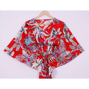 Magnifique robe longue indienne style kaftan, imprimée au bloc, taille naturelle, lavable, écologique, pour femme, idéale pour les fêtes - Product Image 2