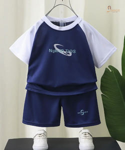 Pantalones cortos de manga corta de secado rápido para niños de verano Traje de dos piezas - Product Image 1