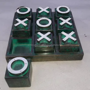 Artesanías Madera Tic Tac Toe juego de ajedrez de madera juego de backgammon de madera Juegos de solitario de madera