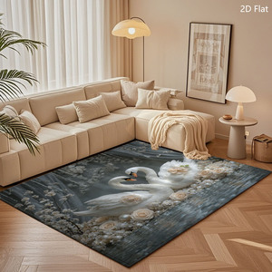 Custom Printed Sofa Area Rug for Living Room <b>Bedroom</b> Non-Slip Polyester Carpet - Product Image 4