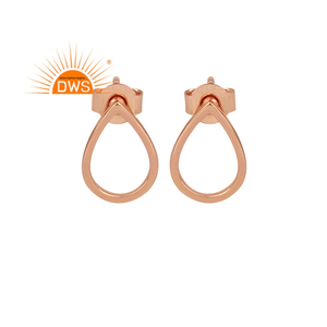 ต่างหูสตั๊ดชุบทองโรสเตอร์ลิงดีไซน์ทำด้วยมือผลิตตามสั่ง - Product Image 1