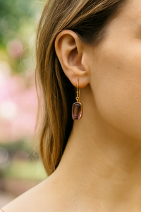 Conjunto de collar chapado en oro con amatista cruda, pendiente de piedra natal de Febrero hecho a mano, pendientes espirituales al por mayor bohemios para mujer - Product Image 2