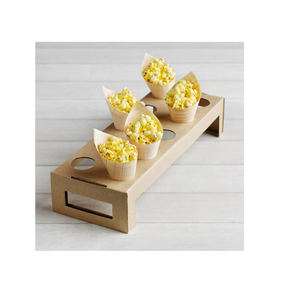 Support de crème glacée en bois rond à 3 trous pour cornet de crème glacée présentoir en bambou pour accessoires de fête produit de la meilleure qualité - Product Image 6