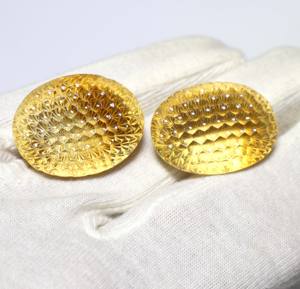 Cuenta ovalada de plata con piedras preciosas de citrino de cuarzo Natural de 126 quilates con tallado de patrón de Peine de miel para collar - Product Image 2