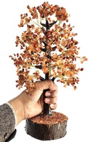 Sculpture d'arbre en pierres précieuses faites à la main de qualité supérieure, style fée, 1000 copeaux de cornaline, mascotte Feng Shui pour la décoration intérieure, toucher réel