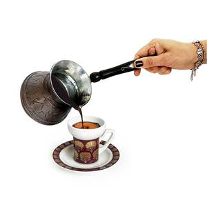 Anatolian Kulhan หม้อกาแฟทองแดงทำด้วยมือขนาด500มล. 7ถ้วยสีออกไซด์แบบดั้งเดิมทำกาแฟอาหรับกรีก - Product Image 2
