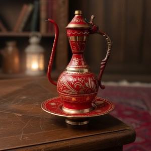 กาน้ำชาทรงกลมเคลือบทองแดง ดีไซน์แบบดั้งเดิมของตะวันออก - Product Image 6