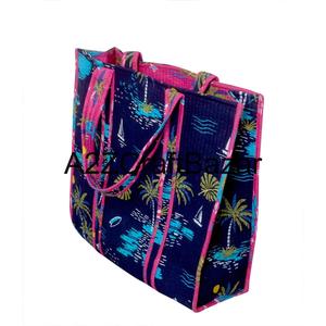 Sac fourre-tout en coton matelassé pour femmes fait à la main Impression indienne en bloc Sac à bandoulière écologique Sac à bandoulière en pur coton - Product Image 5