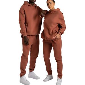 Chándal en blanco con bolsillo lateral, chándal de 100% algodón para mujer, Sudadera con capucha, conjunto de Jogger, estampado transpirable para adultos para invierno - Product Image 4