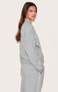 Última Venta caliente Ash Grey 2 piezas mujeres contraste costura Zip Through sudadera chándal conjunto de longitud completa 2 piezas chándal conjunto - Product Image 3