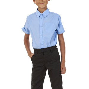 Service personnalisé OEM, vêtements d'école de haute qualité pour garçons, chemise à manches courtes bleu ciel avec pantalon gris, uniforme scolaire - Product Image 4