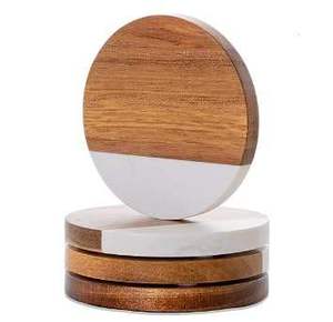 Sous-verres rustiques en bois massif naturel, conçus pour un usage quotidien, protégeant les tables de la chaleur, de l'humidité et des marques de surface - Product Image 5