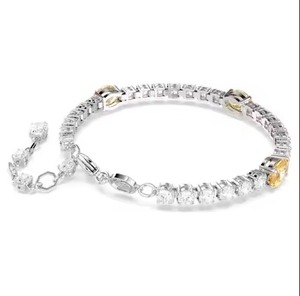 Elegante pulsera de tenis de matriz plateada con Juego de puntas, cristales cultivados en laboratorio de corte mixto, detalle amarillo, joyería a granel para mujer - Product Image 4