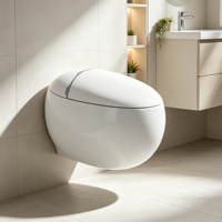 WC intelligent électrique moderne japonais en forme d'œuf, noir et or, avec bidet intégré