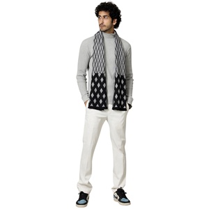 Bufanda ecológica de invierno de algodón 100% de calidad superior tejida para adultos Jacquard largo liso teñido tamaños personalizados bufanda de punto para hombres - Product Image 2