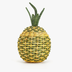 Adorable sac d'ananas coloré, accessoires de chambre de bébé, ensemble de paniers de rangement en rotin naturel, paniers en osier - Product Image 1