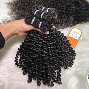 High Quality Grade 12A Raw Virgin Vietnamese Hair Extensions Natural Color <b>Water</b> Curly Weft Double Drawn Bundles Factory Price - Product Image 3