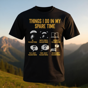 T-shirt da paramotoring nera da uomo XL girocollo a maniche corte con stampa serigrafica - Product Image 3