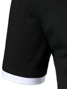 Men's Short Sleeve <b>Turtleneck</b> <b>T</b>-<b>Shirts</b> Casual Fitness Streetwear with Quick Dry Broadcloth Fabric and Solid Summer Print Pattern - Product Image 5