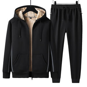 Conjunto de Sudadera con Capucha y Pantalones Deportivos para Hombre, Talla Grande, Traje Deportivo Grueso, Informal, para Invierno - Product Image 3