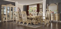 Juego de Comedor Clásico de Lujo Tallado en Madera de Teca Dorada Antigua, Muebles de Comedor Personalizados de Alta Gama y Duraderos