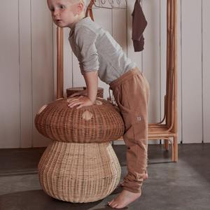 Panier à linge artisanal pour enfants, panier à linge, conteneur, décoration de chambre d'enfant, paniers en rotin naturel en forme de champignon - Product Image 5