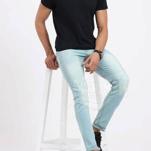 2024 Top Selling Lightweight 100% Cotton Knitted Men's <b>Jeans</b> Pant Private Label Straight Breathable High Street Casual Style - Product Image 5