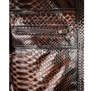 Chaqueta de cuero en relieve de piel de serpiente de piel de oveja genuina Textura de piel de serpiente de lujo Prendas de abrigo de moda listas para enviar - Product Image 2