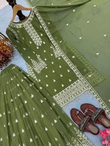 2025 lourd Faux Georgette avec broderie 5 mm séquence fantaisie Latkan travail Kurti & Plazzo avec Dupatta ensemble pour fête spéciale - Product Image 5