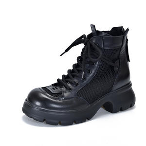 Bottes hautes pour femmes, bottes d'hiver en cuir tendance avec talon épais pour les fêtes, le bureau et les occasions décontractées quotidiennes - Product Image 4