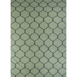 พรมขนสัตว์ทอมือสีเขียว Indusbar รุ่น Dwrm-119 รูปทรงสี่เหลี่ยมผืนผ้า ลายทางสำหรับห้องโถง ห้องนั่งเล่น และรถยนต์ พรมปูพื้นทำจากปอกระเจา ทนทาน - Product Image 1