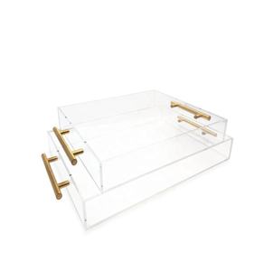 Acrylic Serving Tray with brass Handles Food Candy <b>Snacks</b> Holder for Wedding Home Hotel Decoration - Product Image 1