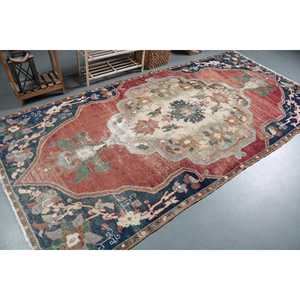 Turkish 5x9.8 ft Rug, Vintage Large Rug, <b>Red</b> Patchwork Rug - Product Image 2