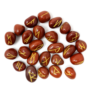 Bán Buôn Đỏ Jasper Rune Đá Đặt Khắc Với Vàng Biểu Tượng Đánh Bóng Tình Yêu Cho Bói Toán Chữa Bệnh Thiền Reiki Tinh Thể - Product Image 1
