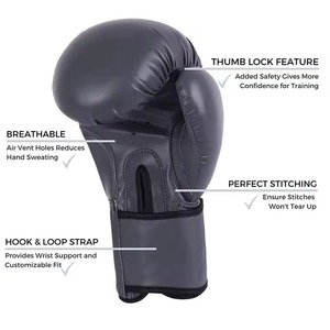 ถุงมือชกมวยหนังวัวสีขาวออกแบบมาสำหรับผู้เล่นมืออาชีพ - Product Image 3