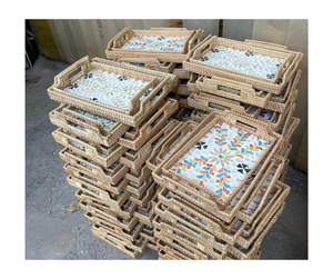 Bandejas de servicio de ratán natural hechas a mano, cesta al por mayor, bandeja de ratán para regalo, almacenamiento de exhibición de frutas, decoración del hogar, uso de exportación - Product Image 1