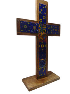 Croix de table chrétienne en bois fabriquée à la main symbole religieux décoratif maison église bureau rustique bois foi décor prière - Product Image 4