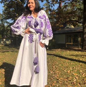 Bán buôn biểu tượng tùy chỉnh OEM & ODM Dài Tay Áo cao cổ xếp li công bằng Isle Áo len Len Acrylic của phụ nữ dệt kim Maxi Dress - Product Image 2