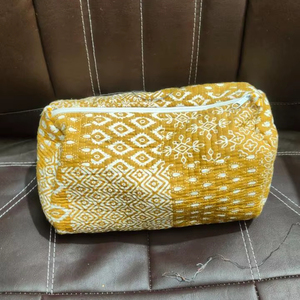 Hermoso Juego de Bolsas de Cosméticos de Viaje para Mujer, de 3 Piezas, de Algodón Acolchado con Estampado de Bloques, con Cierre de Cremallera, Resistente al Agua y Ecológico - Product Image 2