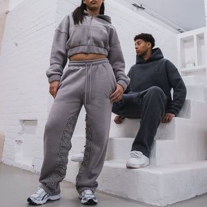 Survêtements personnalisés en molleton respirant 100 % coton, brodés, écologiques, séchage rapide, pour hommes et femmes, tricotés lourds de créateur - Product Image 4