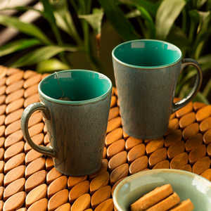 Blues Sky 320ml Ceramic Studio Pottery Glazed <b>Coffee</b> <b>Mugs</b> <b>Set</b> 2 Dishwasher Safe Teal Stone Blue Scandinavian Design Spoon Hot - Product Image 6