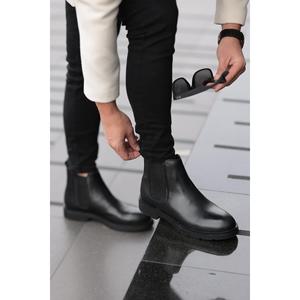 -Stivali Chelsea da uomo in vera pelle nera - Product Image 6