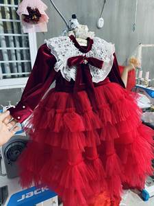 Vestido de princesa de manga larga con volantes y malla en capas para niñas, nuevo peto de malla 3D, estilo occidental, ODM directo de Vietnam - Product Image 3