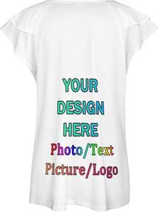 Custom Summer Ladies Cap Sleeve Tops Camiseta básica en blanco Camiseta de moda para mujer para hombres - Product Image 5