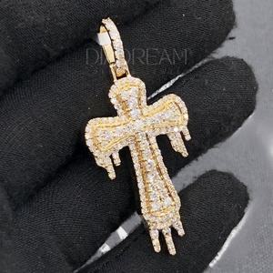 Pendentif croix en argent sterling 925 beau style hip hop Moissanite diamant plaqué or pour des pendentifs fins attrayants breloques - Product Image 2