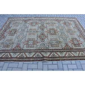 Alfombra turca Vintage de área grande de 6,7x9,7 pies, Material de lana marrón Beige clásico, retales rectangulares de látex para pasillo de dormitorio - Product Image 3