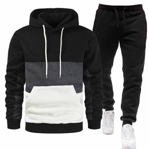 Hiver Nouveau Hommes Trois Couleurs Splicing Hoodie + Pantalon Casual Sportswear Hommes Sportswear Marque Vêtements Sportswear - Product Image 2