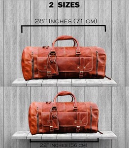 Sac de sport en cuir véritable fait à la main sac de voyage Weekender de style vintage avec motif de bonbons et design de mode - Product Image 4